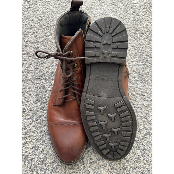 Steve Madden Daylon Cap Toe Derby Boot Men’s 10 Leather Brown Side Zip